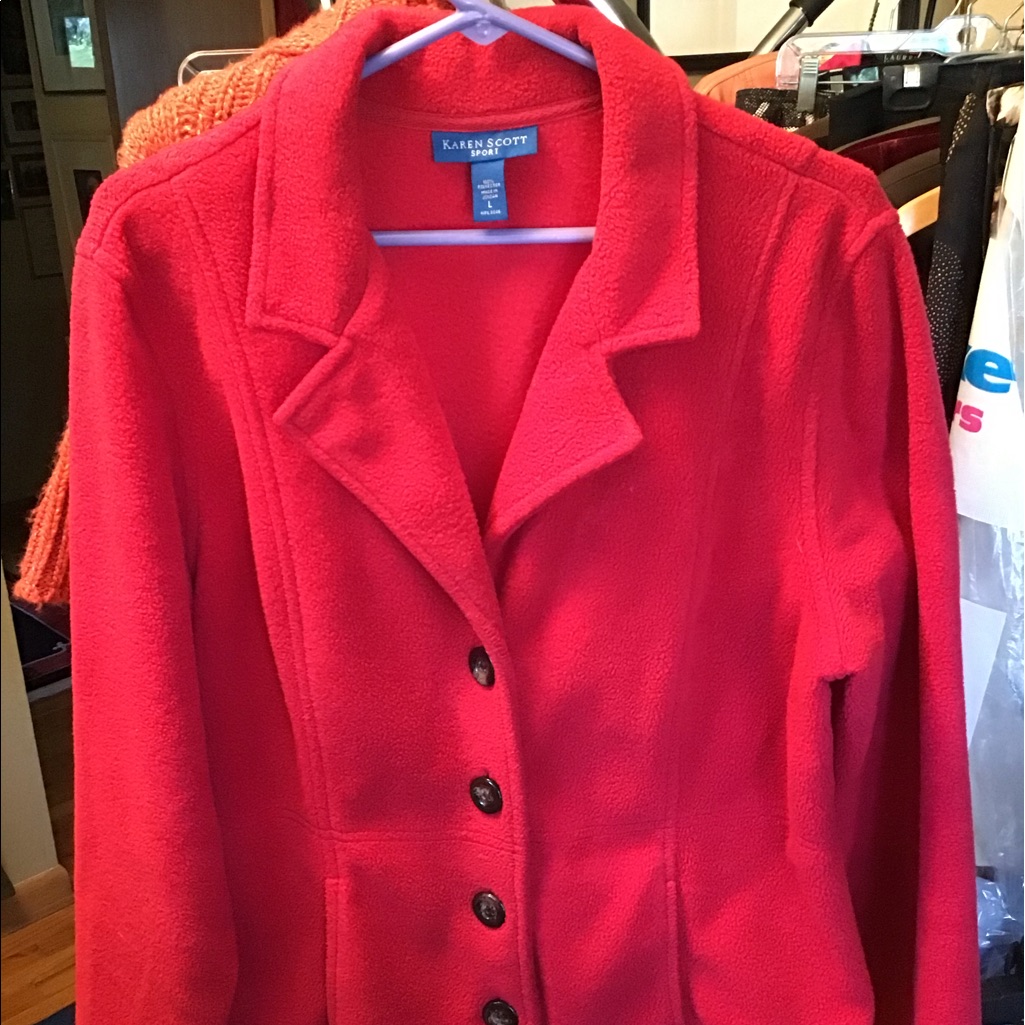 Red Button Down Jacket